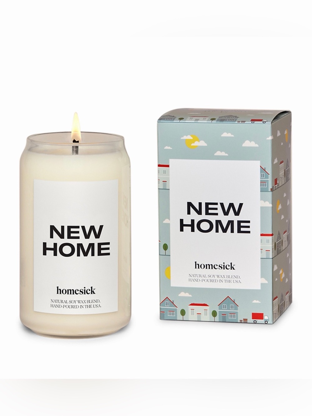 Homesick New Home Candle NIB Soy Wax Jasmine Cedarwood Sandalwood 60-80 Hr